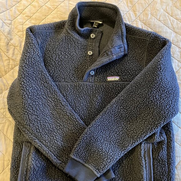 Patagonia Other - Patagonia Men's Shearling Button Fleece Pullover Navy Large